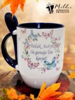 Puodelis "Pailsėk vardinis (su drugeliais)" - Image 3