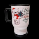 Kelioninis puodelis "Kalėdinis stebuklas1 (su vardu)"