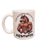 Puodelis "Kava pažadina arklį (arklio metams, su vardu)"