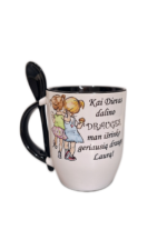 Puodelis "Dievas dalino drauges (su vardu)"