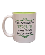 Puodelis "Dievas dalino tėvelius"