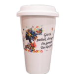 Kelioninis ECO keramikos puodelis “Pailsėk, draugyte (su vardu)”