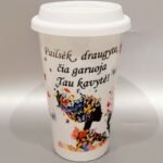 Kelioninis ECO keramikos puodelis "Pailsėk, draugyte1"