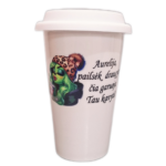 Kelioninis ECO keramikos puodelis "Pailsėk, draugyte (su Grinče ir vardu)"