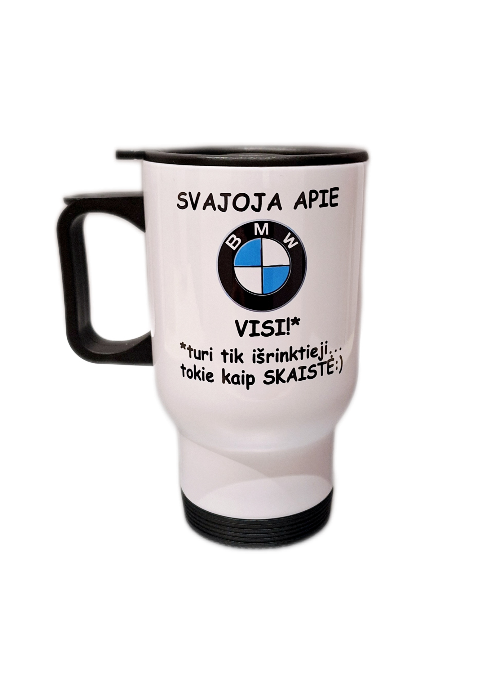kelioninisusvardubmw-1.png Kelioninis puodelis “Visi svajoja apie BMW (baltas, su vardu)” - Image 1