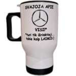 Kelioninis puodelis “Visi svajoja apie Mercedes (baltas, su vardu)”