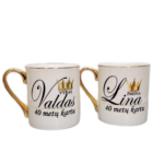 Porcelianiniai puodeliai “Vyro/žmonos (su vardais ir metų skaičiumi)”