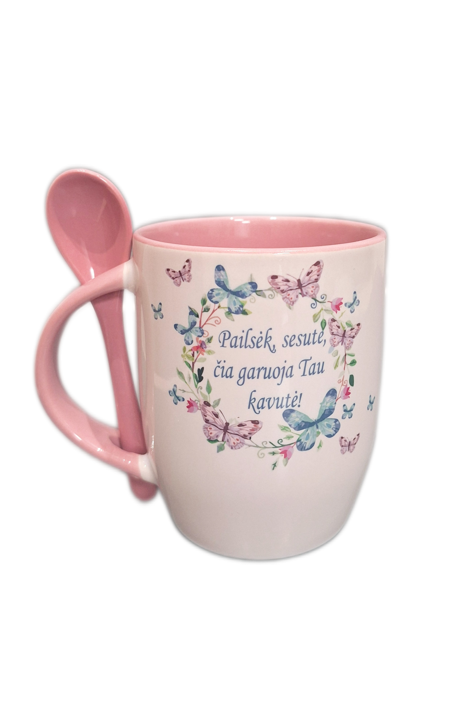 pailseksesutedrugel.png Puodelis “Pailsėk, sesute (su drugeliais)” - Image 1