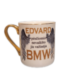 Porcelianinis puodelis "Važinėja BMW (su vardu)"