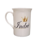 Porcelianinis puodelis „Vardinis (su karūna, moteriai)”