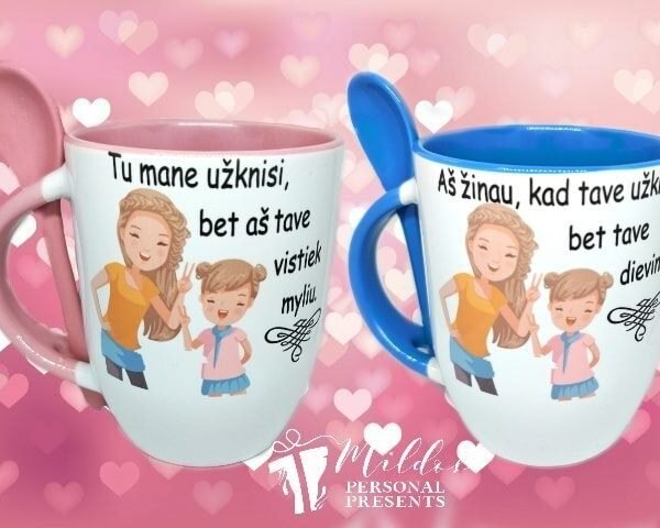 Puodeliai "Dievinu/Myliu (sesėms)"