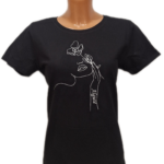 Marškinėliai "Su gėle (siluetas su vardu)"