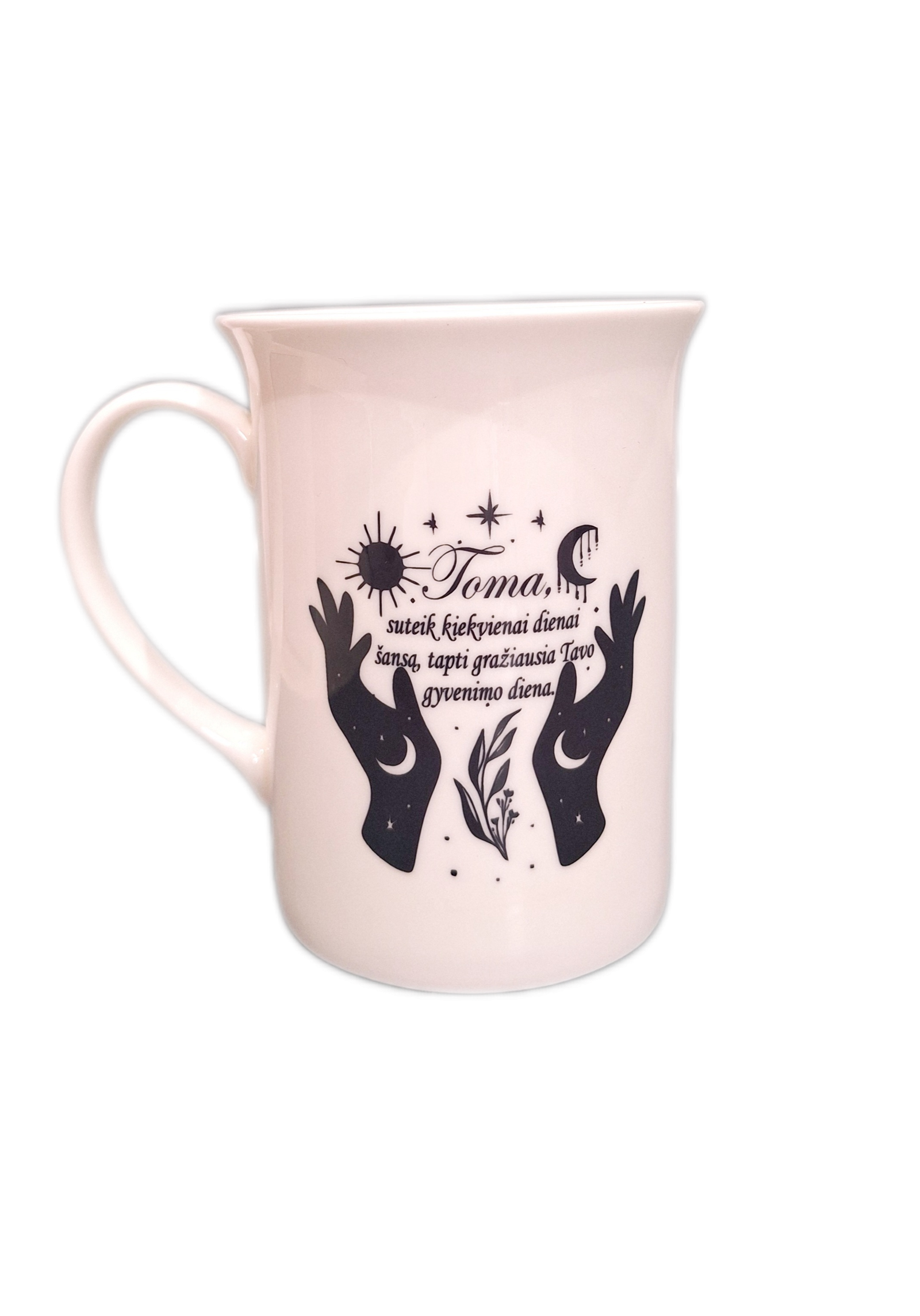 suteikporc-1.png Porcelianinis puodelis “Suteik dienai šansą (su vardu)” - Image 1