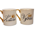 Porcelianiniai puodeliai “Vyro/žmonos (su data)”