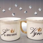 Porcelianiniai puodeliai “Vyro ir žmonos (su karūna)”