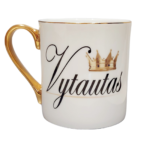 Porcelianinis puodelis "Vardinis (su karūna)"